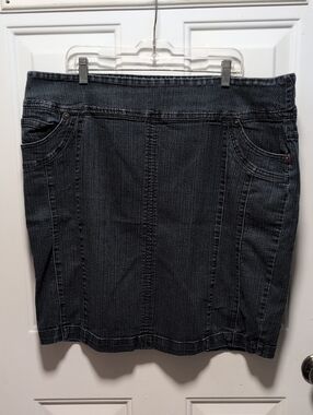 MXM Blue Denim Pencil Skirt with Panel Stitching